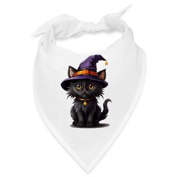 Helloween Kürbis Katze - Bandana - Weiß - Vorne