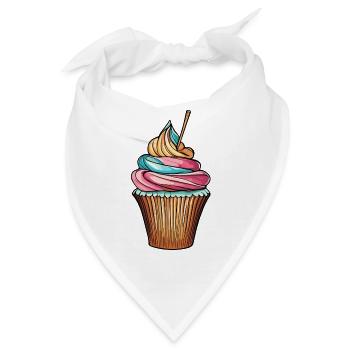 Cupcake / Muffin / Gebäck / Dessert / Kuchen - Bandana - Weiß - Vorne