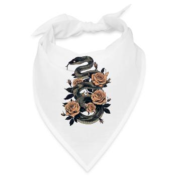 Schlange und Rose Dark Art Design - Bandana - Weiß - Vorne