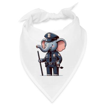 Cute Elephant Police Officer - Bandana - Weiß - Vorne