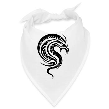 Schlangenkopf Drache in Tribal Art - Bandana - Weiß - Vorne