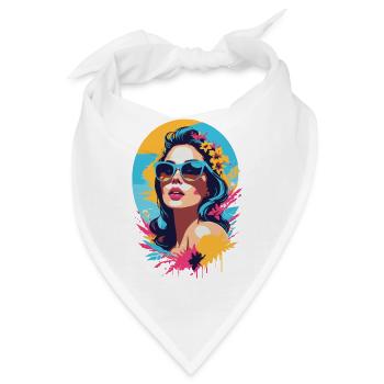 Schöne Frau am sonnigen Sommerstrand - Bandana - Weiß - Vorne