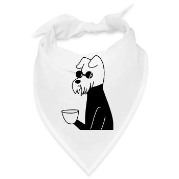 Hund mit Tasse - Bandana - Weiß - Vorne