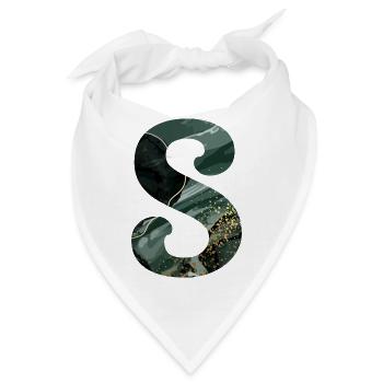 Grün marmorierter S-Buchstabe - Bandana - Weiß - Vorne