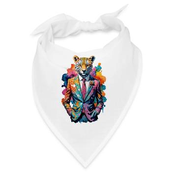 Gepard im Anzug - Bandana - Weiß - Vorne