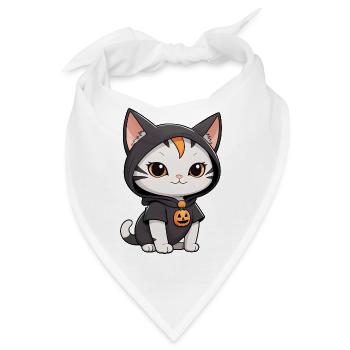 Spukige Schnurrhaare Halloween Katzenzauber - Bandana - Weiß - Vorne