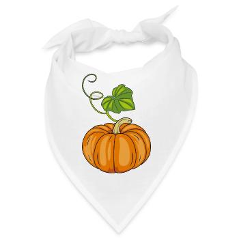 Reifer Kürbis mit grünem Blatt - Bandana - Weiß - Vorne
