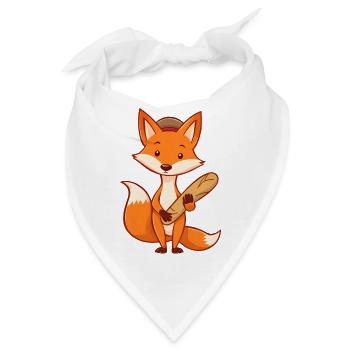 Fröhlicher Fuchs mit Hut - Bandana - Weiß - Vorne