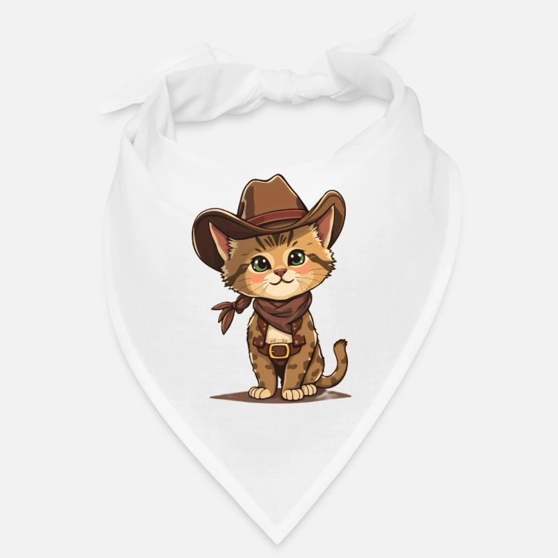 Chat cowboy mignon - Bandana - blanc