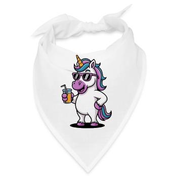 Unicorn Lustige Party mit Einhorn Unisex Cartoon - Bandana - Weiß - Vorne