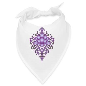 Ornamentale Lotusblüte in Violett & Grün - Bandana - Weiß - Vorne