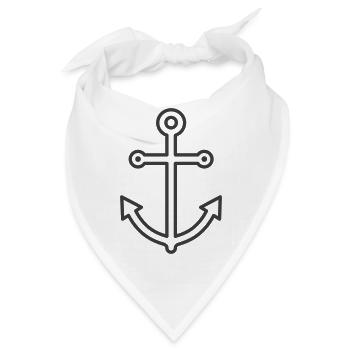 Nautische Ankerlinie Kunst Design - Bandana - Weiß - Vorne