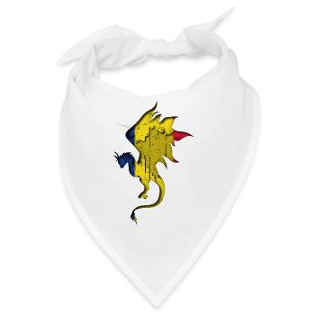 Rumänien Flagge - Rumänien - Drachen Silhouette - Bandana - Weiß - Vorne