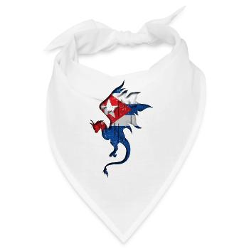 Flagge von Kuba - Kuba - Drachensilhouette - Bandana - Weiß - Vorne