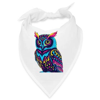 Neon Tribal Eule Design - Bandana - Weiß - Vorne