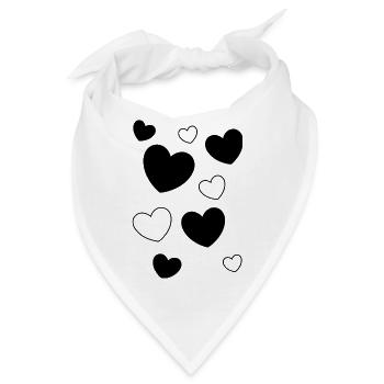 Herz schwarz schwarzes Herz Muster Herzmuster - Bandana - Weiß - Vorne