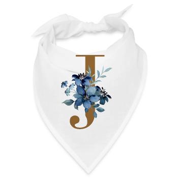 Florales J – Goldener Buchstabe mit Blüten - Bandana - Weiß - Vorne