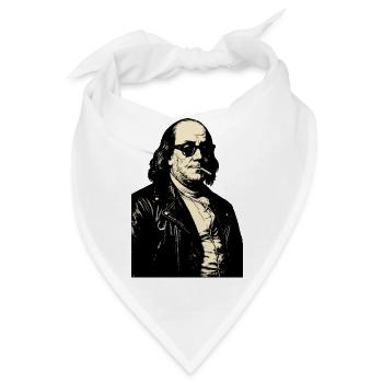 Benjamin Franklin mit Zigarettenrebellen-Porträt - Bandana - Weiß - Vorne