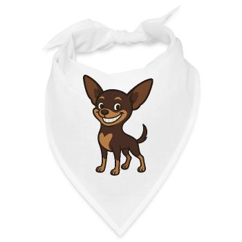 Grinsender Chihuahua Cartoon Hund - Bandana - Weiß - Vorne