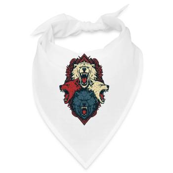 Dreieiniges Wolfswappen - Bandana - Weiß - Vorne