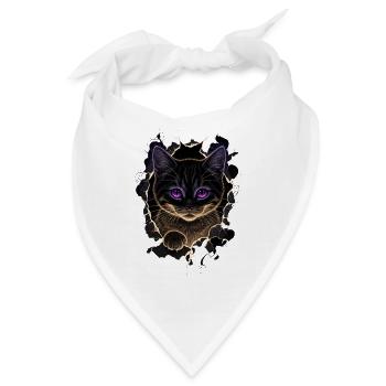 Katze Zerrissenes Tuch - Süßes Gothic  - Bandana - Weiß - Vorne