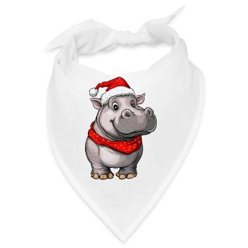 Weihnachten Nilpferd - Bandana - Weiß - Vorne