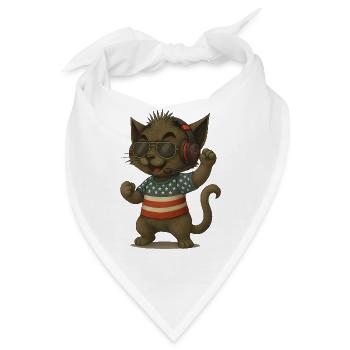 Katzen DJ im Americana-Look - Bandana - Weiß - Vorne