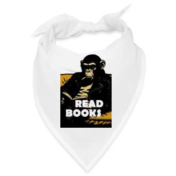 Chimp liest Bücher - Bandana - Weiß - Vorne