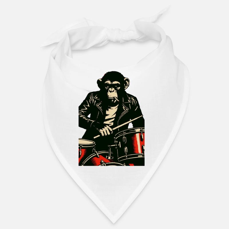 Chimp Drummer in Leather Jacket Bandana
