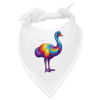 Bunte Emu Regenbogen-Pop-Art-Aquarell - Bandana - Weiß - Vorne