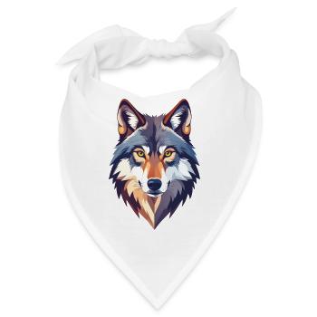 Wolf Kopf Motiv stolzer Wolfskopf Illustration - Bandana - Weiß - Vorne
