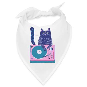 Purple Cat DJ auf dem Plattenspieler - Bandana - Weiß - Vorne