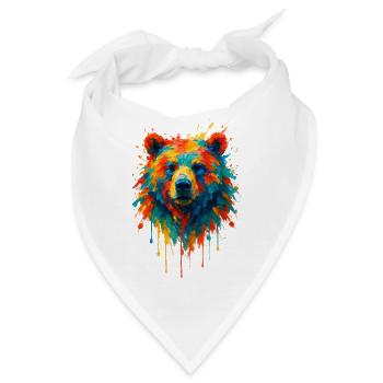 Bär im Splatter-Dynamik-Gemälde - Bandana - Weiß - Vorne