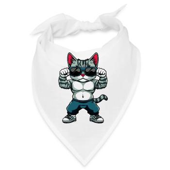 Fitness Katzen - Bandana - Weiß - Vorne
