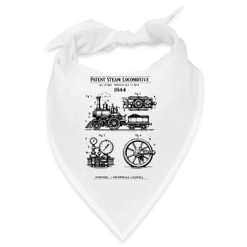 Vintage Dampflokomotiv-Bauplan - Bandana - Weiß - Vorne