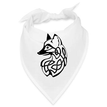 Schwarzer Keltischer Fuchs - Bandana - Weiß - Vorne