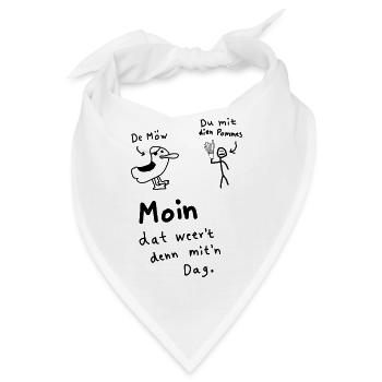 Pommes Deev Möw – Lustiger Plattdeutsch Spruch Möw - Bandana - Weiß - Vorne