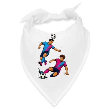 Fußball Zweikampf Neon Silhouette Spieler - Bandana - Weiß - Vorne