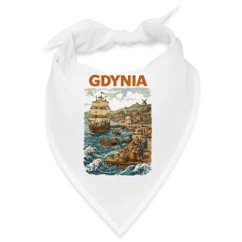 Gdynia 1800 Vintage Grafik – Historischer Print - Bandana - Weiß - Vorne