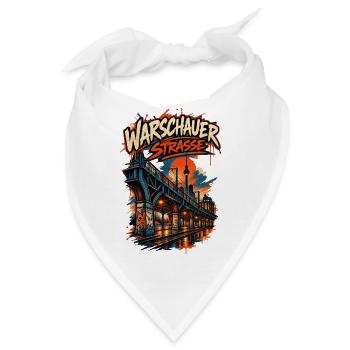 Warschauer Straße – Friedrichshain bei Nacht - Bandana - Weiß - Vorne