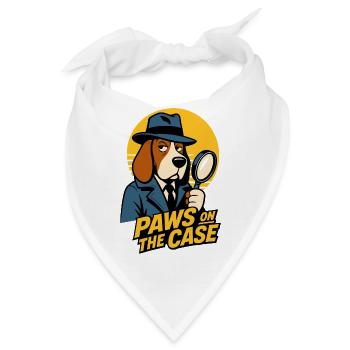 Paws on the Case – Hundedetektiv Humor - Bandana - Weiß - Vorne