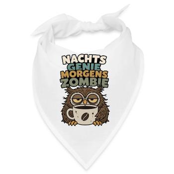 Nachts Genie morgens Zombie müde Eule Design - Bandana - Weiß - Vorne