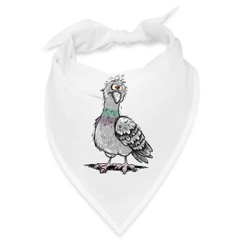 Lustige Taube Stadttaube Brieftaube Vogel Cartoon  - Bandana - Weiß - Vorne