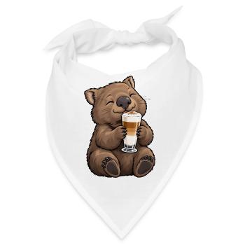 Wombat mit Latte Macchiato - Bandana - Weiß - Vorne