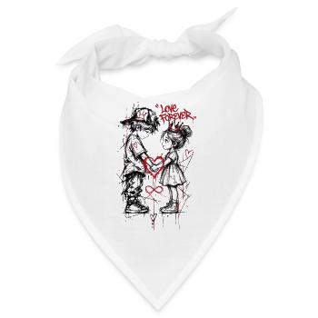 Schwarze und Rote Graffiti-Liebhaber - Bandana - Weiß - Vorne