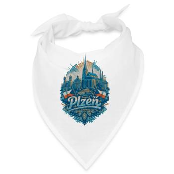 Plzeň Skyline – Stolz & Heimat Pilsen Design - Bandana - Weiß - Vorne