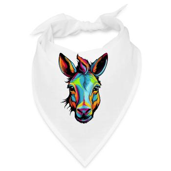 Farbenfrohes Esel-Porträt - Bandana - Weiß - Vorne