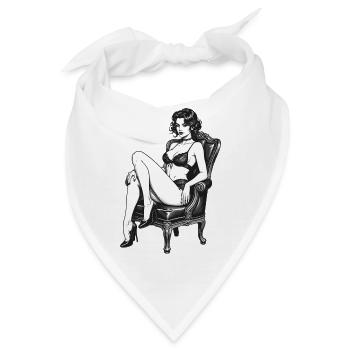 Klassische Burlesque Pin-up Vintage Grafik - Bandana - Weiß - Vorne
