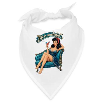 Rockabella Pin-Up: Life is wonderful Retro - Bandana - Weiß - Vorne