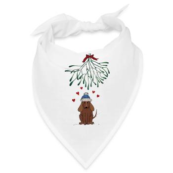 Hündchen unterm Mistelzweig - Bandana - Weiß - Vorne